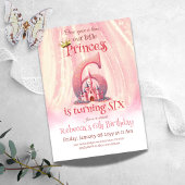 Invitation Petite princesse rose fille sixième anniversaire