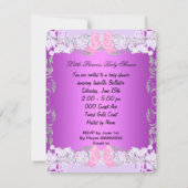 Invitation Petite princesse rose violet gris Baby shower fill (Dos)