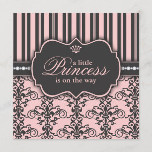 Invitation Petite princesse sur le baby shower de noir de