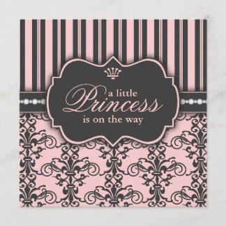 Invitation Petite princesse sur le baby shower de noir de