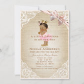 Invitation Petite princesse Vintage bébé fille Douche rustiqu (Devant)