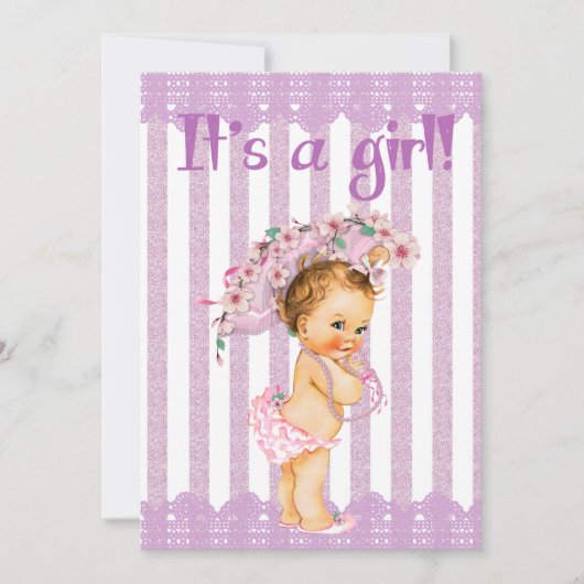 Invitation Petite princesse violette et blanche Baby shower I (Devant)