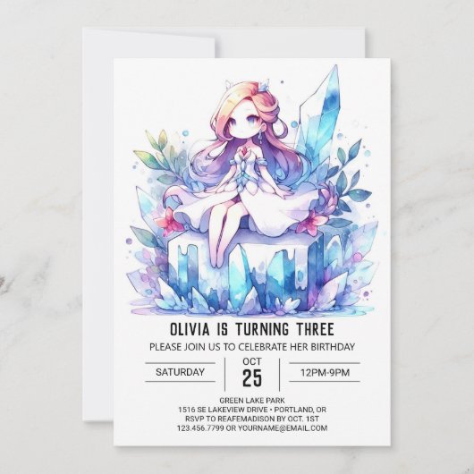 Invitation Petite princesse Whimsical (Devant)