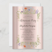 Invitation Petite retraite Rose Fleur sauvage Gold (Devant)
