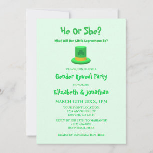 Invitation Petite révélation de genre Leprechaun