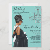 Invitation Petite robe noire Baby shower en verre bleu (Devant)