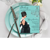 Invitation Petite robe noire Baby shower en verre bleu