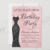 Invitation Petite robe noire Blush rose fête d'anniversaire (Devant)