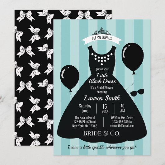 Invitation Petite robe noire Fête des mariées (Devant / Derrière)