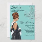 Invitation Petite robe noire Fête des mariées en verre bleu (Devant)