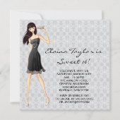 Invitation Petite robe noire Noir Blanc Douceur 16 Partie (Devant)