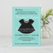 Invitation Petite robe noire petite fille saupoudrer la douch (Debout devant)