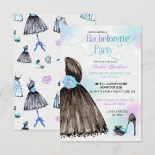 Invitation Petite robe noire Stilettos Bachelorette
