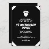 Invitation Petite robe Simple Baby shower noir blanc (Devant / Derrière)