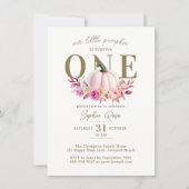 Invitation Petite rose Citrouille Roses 1er Anniversaire élég (Devant)