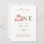 Invitation Petite rose Citrouille Roses Aquarelle 1er anniver (Devant)
