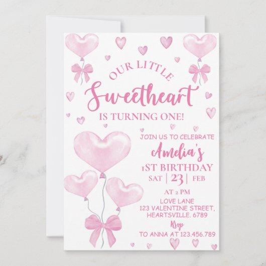 Invitation Petite Saint-Valentin d'anniversaire chérie (Devant)