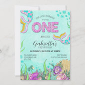 Invitation Petite Sirène à l'âge d'un 1er anniversaire (Devant)