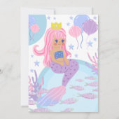 Invitation Petite sirène cheveux rose rose 3e anniversaire In (Dos)