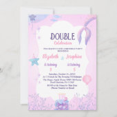 Invitation Petite sirène enfants Double fête Anniversaire (Devant)