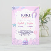 Invitation Petite sirène enfants Double fête Anniversaire (Debout devant)