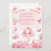 Invitation Petite sirène rose pastel douce 5e anniversaire (Devant / Derrière)