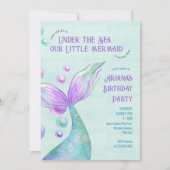 Invitation Petite Sirène Sous La Fête D'Anniversaire Des Fill (Devant)