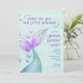 Invitation Petite Sirène Sous La Fête D'Anniversaire Des Fill (Debout devant)