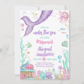 Invitation Petite Sirène Sous La Mer Anniversaire (Devant)