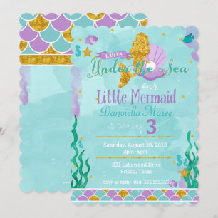 Invitation Petite sirène sous la mer Anniversaire de enfant I