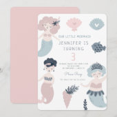 Invitation Petite Sirène sous la mer Magique Anniversaire (Devant / Derrière)