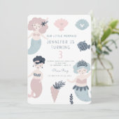 Invitation Petite Sirène sous la mer Magique Anniversaire (Debout devant)