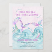 Invitation Petite Sirène Sous La Mer Rose Fille Anniversaire (Devant)