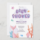 Invitation Petite Sirène Sous Le Baby shower De Mer (Devant)