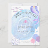 Invitation Petite Sirène Sur Le Chemin Baby shower Aquarelle (Devant)