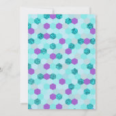 Invitation Petite sirène violet Turquoise Baby shower floral (Dos)