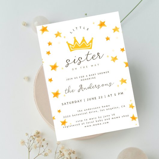 Invitation Petite Soeur Sur Le Chemin Boho Stars Baby shower