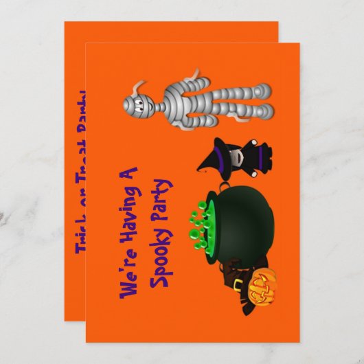 Invitation Petite sorcière et amis (Devant / Derrière)