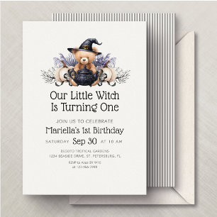 Invitation Petite Sorcière Halloween 1er 2ème Anniversaire