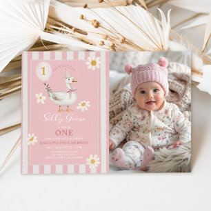 Invitation Petite sotte Goose Daisy Girl 1er Anniversaire Pho