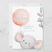 Invitation Petite souris Blush & Baby shower bleu (Devant)