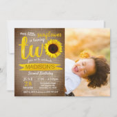Invitation Petite tournesol Rustique Burlap 2e photo d'annive (Devant)