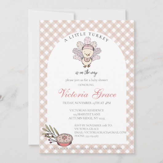 Invitation Petite Turquie Baby shower fille d'automne (Devant)
