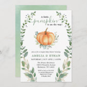 Invitation Petite végétation Citrouille automnale | Baby show (Devant / Derrière)