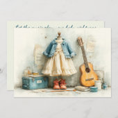 Invitation Petite violoniste - 1ère fille d'anniversaire (Devant / Derrière)