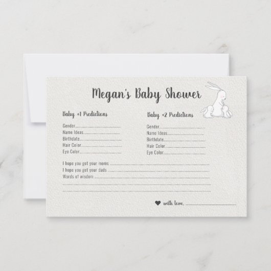 Invitation Petites Bunnies | Jeu de devis de Baby shower jume (Devant)