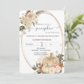 Invitation Petites Citrouilles Fleurs de cadre Baby shower en (Debout devant)