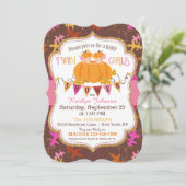 Invitation Petites Citrouilles Twin Girls Fall Feuilles Baby (Debout devant)