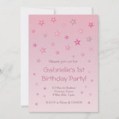 Invitation Petites Étoiles rose brillant Anniversaire de enfa (Devant)