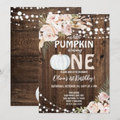 Invitation Petites filles Citrouilles 1er anniversaire (Devant / Derrière)